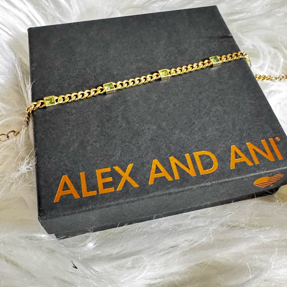 Alex and Ani Gold Bracelet with Green Accents